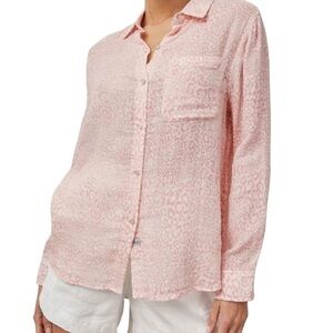 Rails Ellis gauzy cotton button down cheetah print top Sz L excellent condition